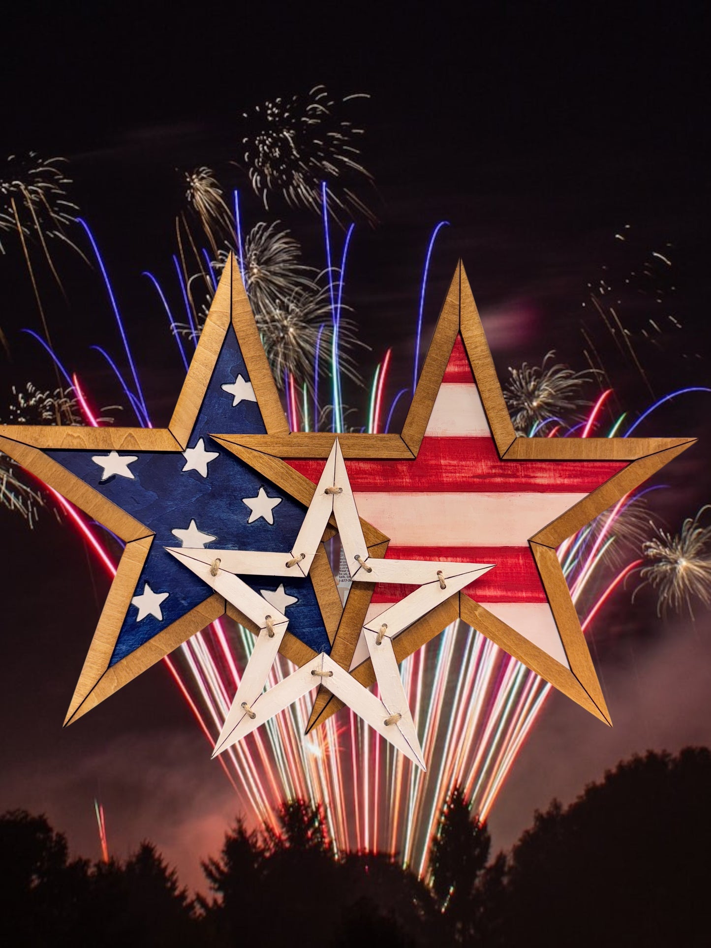 Rustic Patriotic Star Trio