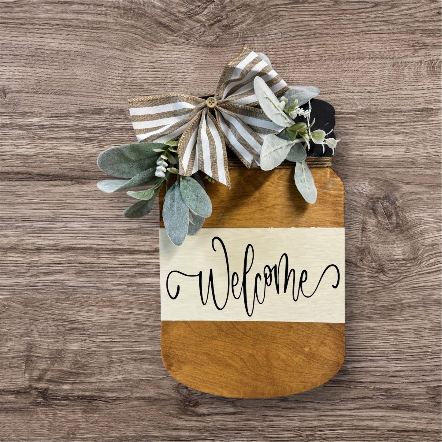 Wood Mason Jar Welcome Sign