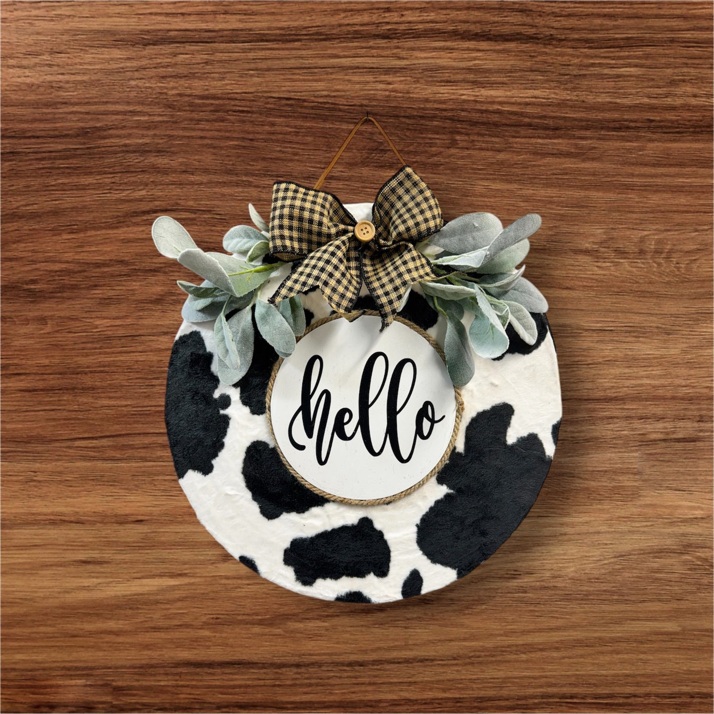 Cow Print “Hello” Door/Wall Decor