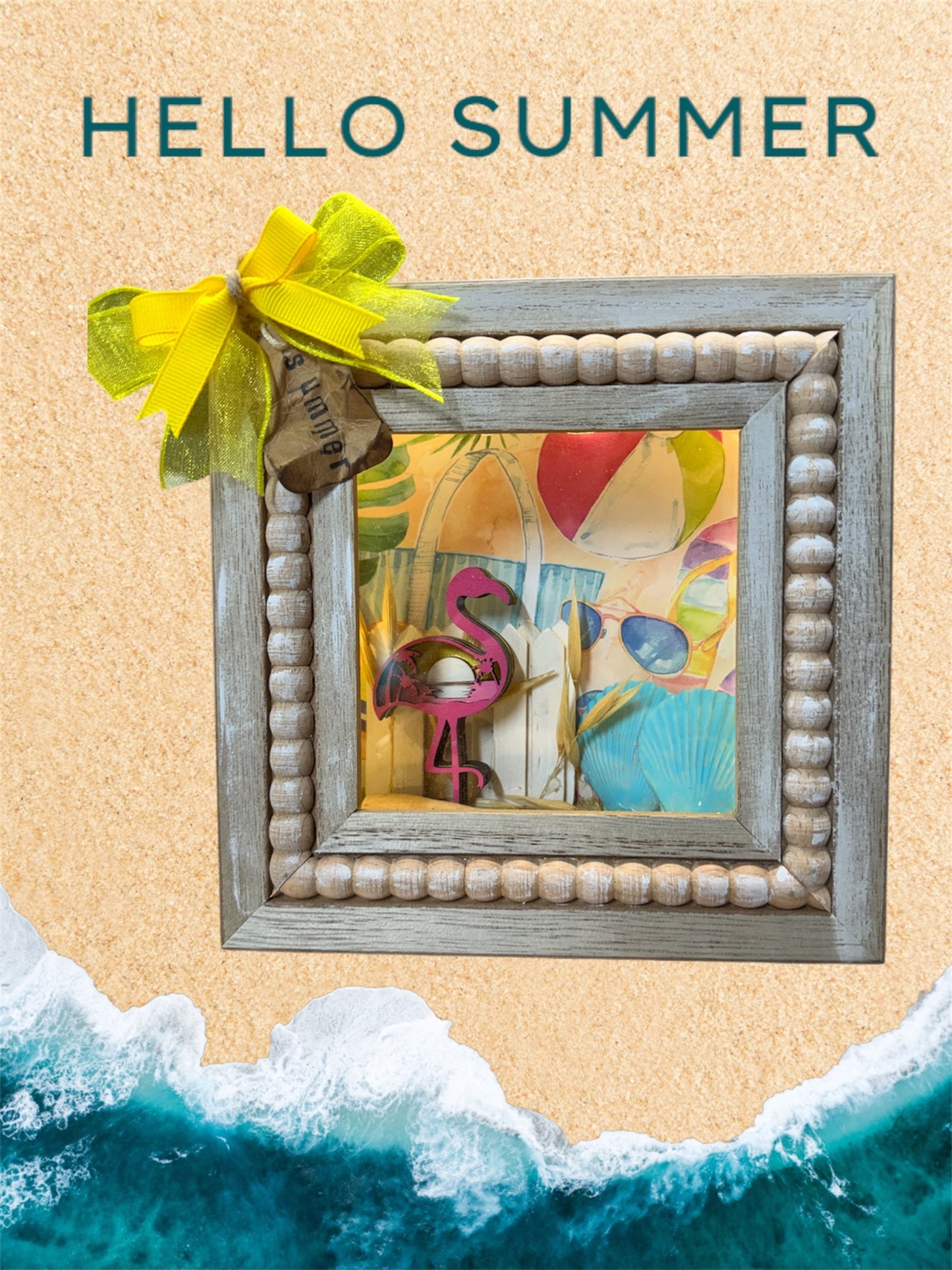 Flamingo Shadow Box with lights