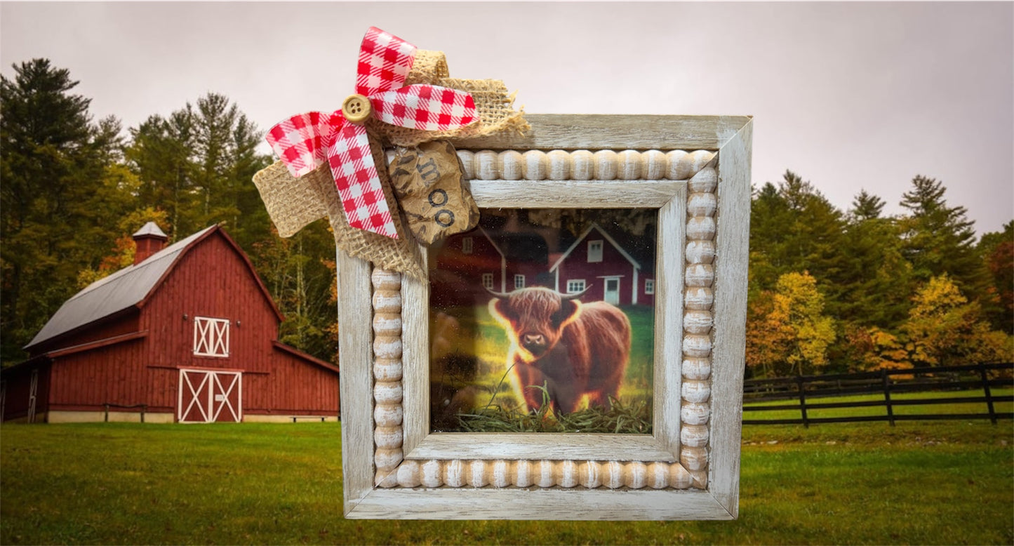 Highland Cow Shadowbox w/lights