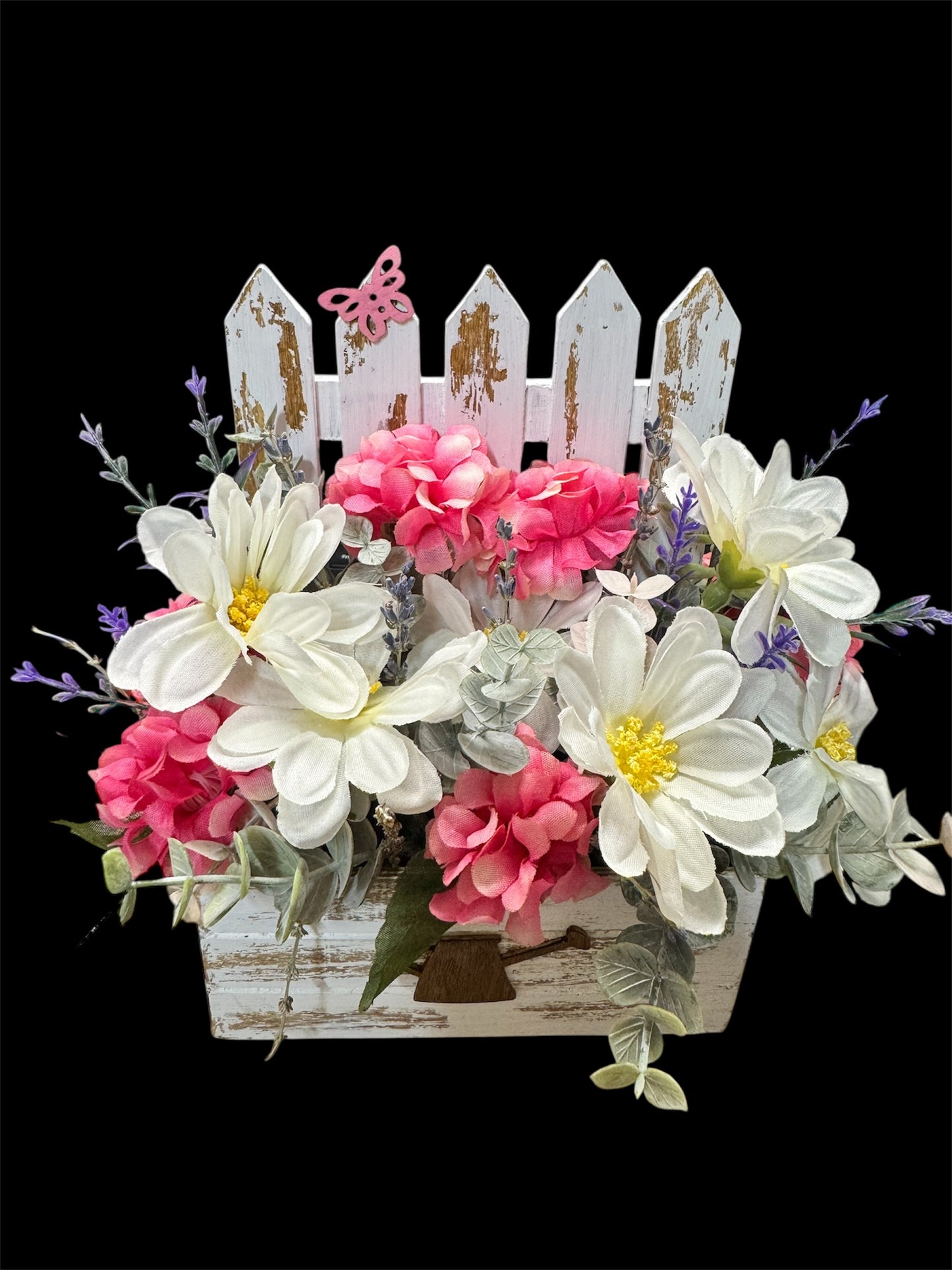 Distressed Picket Fence Flower Box