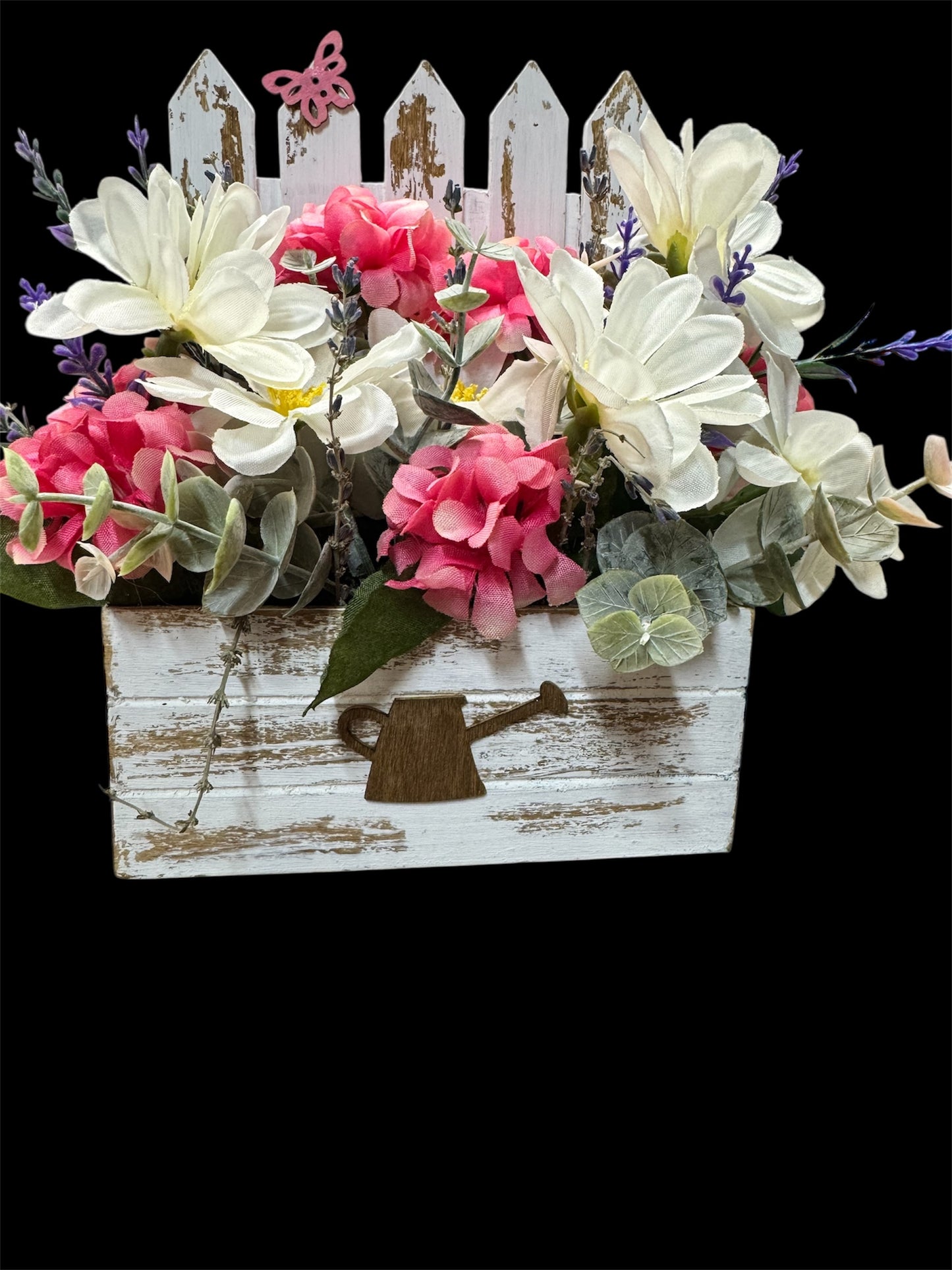 Distressed Picket Fence Flower Box