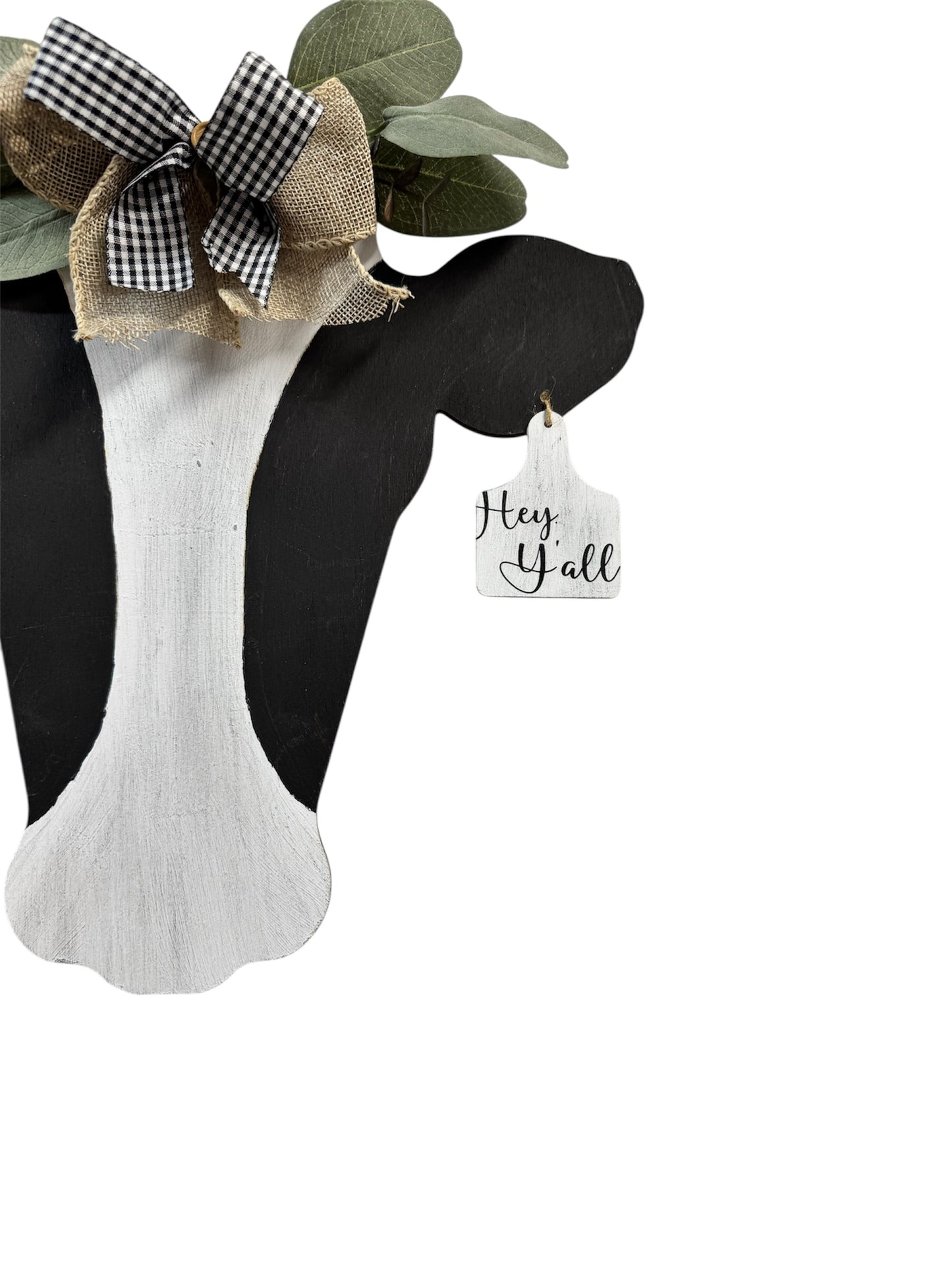 Black & White Wooden Cow Head Wall/Door Decor