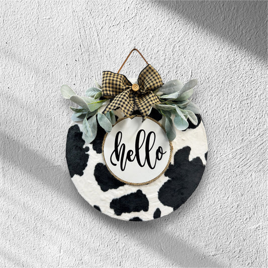 Cow Print “Hello” Door/Wall Decor