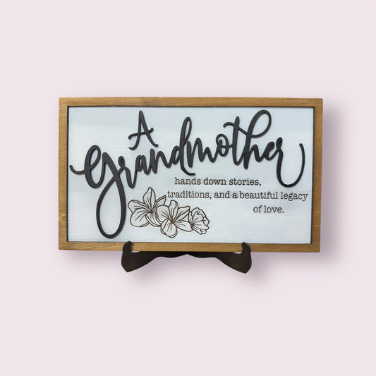 Laser Cut Grandmother Sign w/Easel