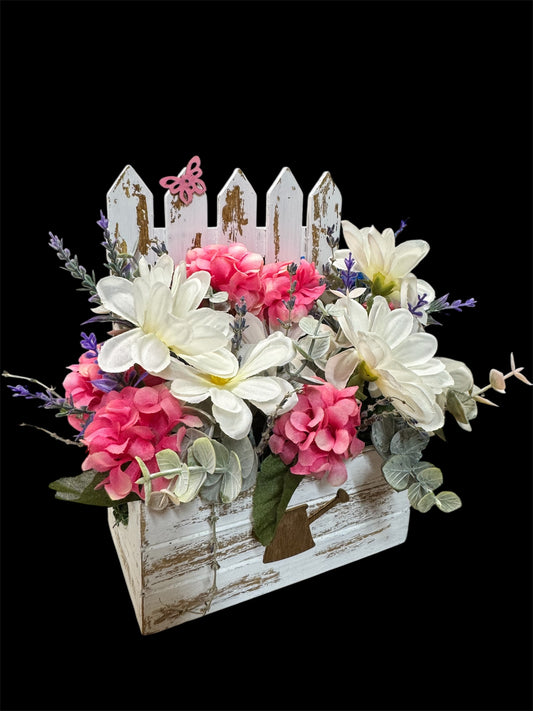 Distressed Picket Fence Flower Box