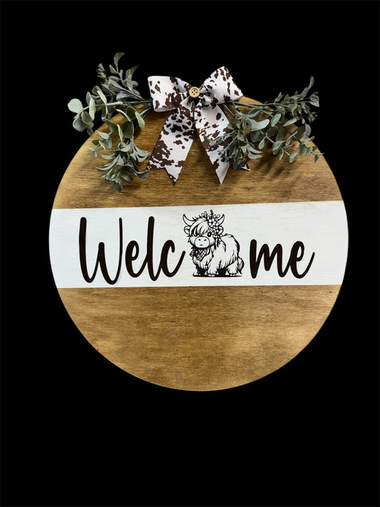 Highland Cow Welcome Door/Wall Round
