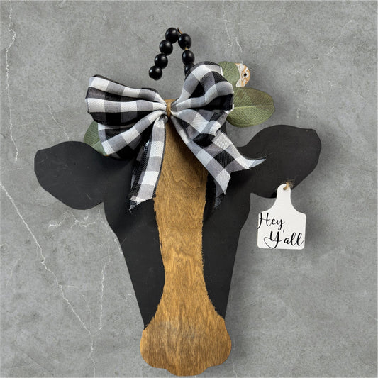 Wood Cow Head Wall/Door Decor