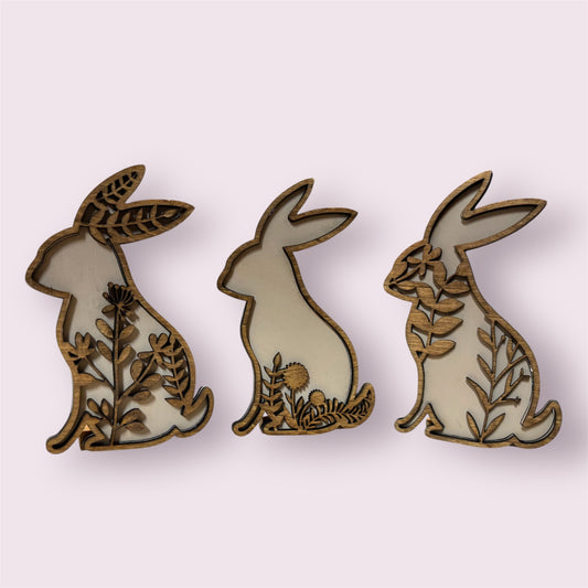 Laser Cut Wood Bunnies