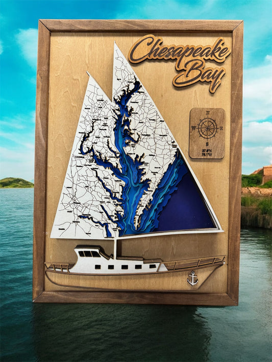 Chesapeake Bay Topography Map Wall Hanging